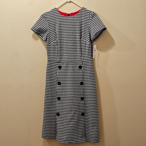 NWT Women's Shelby & Palmer Houndstooth Dress Navy and White Size 6 - Picture 1 of 9